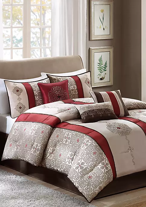 Flash Sale ⌛ Madison Park Donovan Jacquard Comforter Set Red ⌛ 6 Flash Sale ⌛ Madison Park Donovan Jacquard Comforter Set Red ⌛ - Image 6