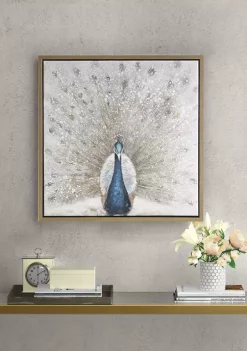 Brand new 😉 Madison Park Gilded Peacock Framed Canvas with Gold Foil and Hand Embellishment 🧨 -Madison Park Shop Belk 3024