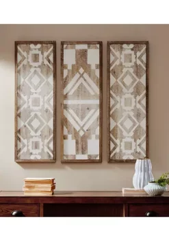 New 🎉 Madison Park Mandal Panel Printed Wood Wall Decor 3 Piece Set 🎉