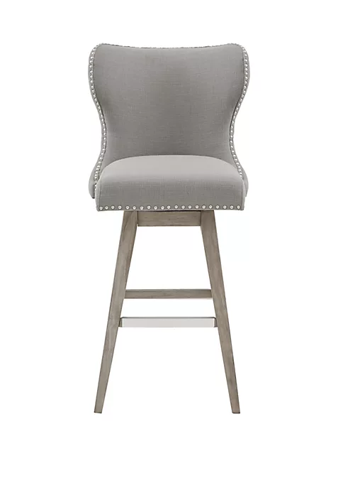 New 👍 Madison Park Hancock High Wingback Button Tufted Upholstered 32 inch Swivel Bar Stool with Nailhead Accent ✔️ 2 New 👍 Madison Park Hancock High Wingback Button Tufted Upholstered 32 inch Swivel Bar Stool with Nailhead Accent ✔️ - Image 2