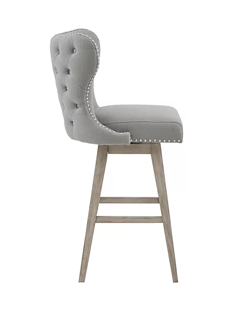 New 👍 Madison Park Hancock High Wingback Button Tufted Upholstered 32 inch Swivel Bar Stool with Nailhead Accent ✔️ 4 New 👍 Madison Park Hancock High Wingback Button Tufted Upholstered 32 inch Swivel Bar Stool with Nailhead Accent ✔️ - Image 4