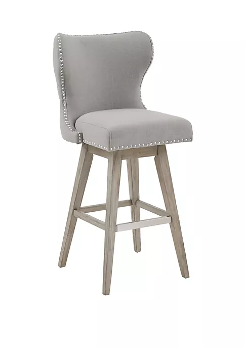New 👍 Madison Park Hancock High Wingback Button Tufted Upholstered 32 inch Swivel Bar Stool with Nailhead Accent ✔️ 6 New 👍 Madison Park Hancock High Wingback Button Tufted Upholstered 32 inch Swivel Bar Stool with Nailhead Accent ✔️ - Image 6