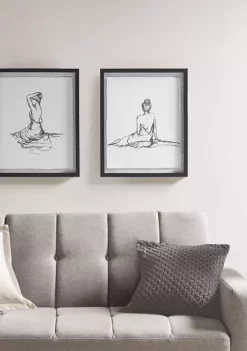 Outlet 🧨 Madison Park Feminine Figures Deckle Edge Sketch 2 Piece Framed Wall Art Set 😍 -Madison Park Shop Belk 3483