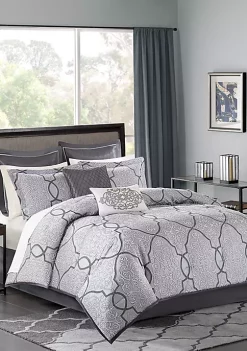 New ✨ Madison Park Lavine 12-Piece Complete Bed Set- Silver 🎁 -Madison Park Shop Belk 3570