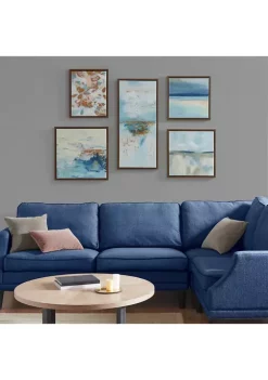 Budget 😉 Madison Park Blue Horizon Gallery Art 5 Piece Set with Bronze Frame ❤️ -Madison Park Shop Belk 3588