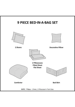 New 🛒 Madison Park Essentials Lilia Reversible Complete Bedding Set with Cotton Sheets 💯 -Madison Park Shop Belk 3891