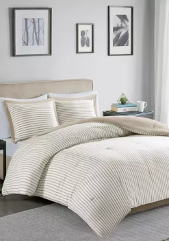 Budget 🛒 Madison Park Essentials Hayden Reversible Yarn Dyed Stripe Down Alternative Comforter Set 😍