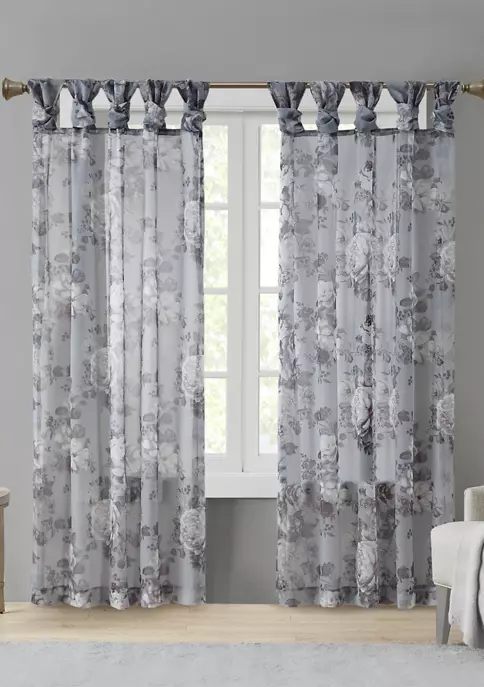 Outlet ❤️ Madison Park Simone Printed Floral Twist Tab Top Voile Sheer 🎁 8 Outlet ❤️ Madison Park Simone Printed Floral Twist Tab Top Voile Sheer 🎁 - Image 8