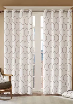 Budget 👍 Madison Park Brooklyn Metallic Geo Embroidered Window Panel 🧨 -Madison Park Shop Belk 3989