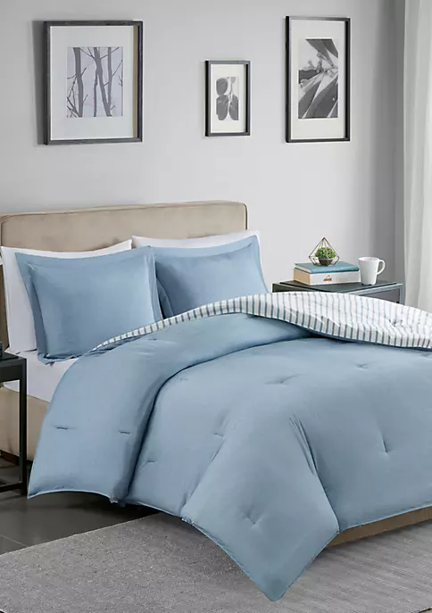 Buy 🥰 Madison Park Hayden Reversible Stripe Down Alternative Comforter Mini Set ✔️ 2 Buy 🥰 Madison Park Hayden Reversible Stripe Down Alternative Comforter Mini Set ✔️ - Image 2