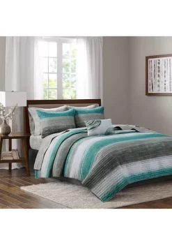 Best Sale 🔥 Madison Park Essentials Saben Complete Reversible Coverlet and Cotton Sheet Set 🌟 -Madison Park Shop Belk 4098
