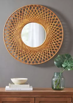 Best Sale ⭐ Madison Park Reed Round Bamboo Wall Decor Mirror 🤩 -Madison Park Shop Belk 4116