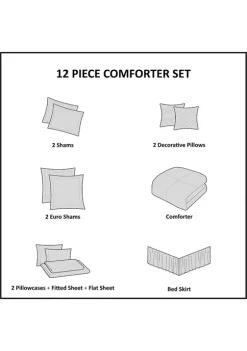 Best Sale 🥰 Madison Park Emilia 12 Piece Jacquard Complete Bed Set 🤩 -Madison Park Shop Belk 4151