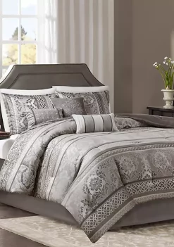 New ⌛ Madison Park Bellagio 7-Piece Jacquard Comforter Set- Gray 🥰