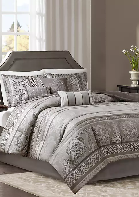 New โ Madison Park Bellagio 7-Piece Jacquard Comforter Set- Gray ๐ฅฐ 1 New โ Madison Park Bellagio 7-Piece Jacquard Comforter Set- Gray ๐ฅฐ