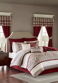 New 🥰 Madison Park Essentials Jelena 24-Piece Complete Comforter Set - Red ⌛