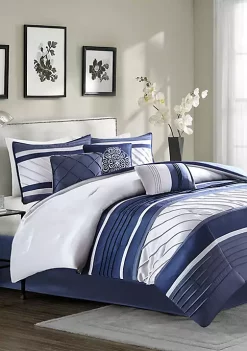 New 😉 Madison Park Blaire 7-Piece Comforter Set-Navy 🛒 15 New 😉 Madison Park Blaire 7-Piece Comforter Set-Navy 🛒 -Madison Park Shop Belk 530