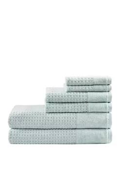 Best Pirce 👍 Madison Park Spa Waffle 6 Piece Jacquard Combed Cotton Towel Set 😍