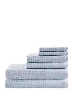 Best Pirce 👍 Madison Park Spa Waffle 6 Piece Jacquard Combed Cotton Towel Set 😍 -Madison Park Shop Belk 583