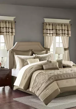 Best Pirce 🎁 Madison Park Essentials Jelena 24-Piece Complete Comforter Set - Natural 🎉 -Madison Park Shop Belk 627