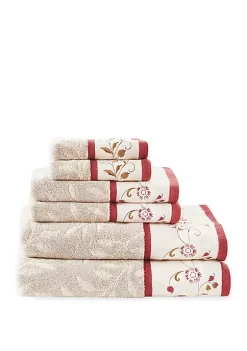 Budget 👏 Madison Park Serene Embroidered Cotton Jacquard 6 Piece Towel Set 🔥