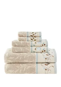 Budget 👏 Madison Park Serene Embroidered Cotton Jacquard 6 Piece Towel Set 🔥 -Madison Park Shop Belk 676