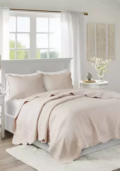 Buy 😉 Madison Park Tuscany 3 Piece Reversible Scalloped Edge Coverlet Set 🛒 -Madison Park Shop Belk 715
