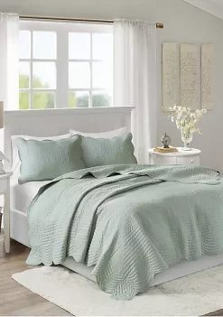 Buy 😉 Madison Park Tuscany 3 Piece Reversible Scalloped Edge Coverlet Set 🛒 -Madison Park Shop Belk 716