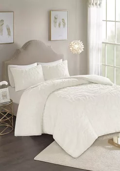 Buy ❤️ Madison Park Laetitia 3 Piece Tufted Cotton Chenille Medallion Fringe Coverlet Set 🎉