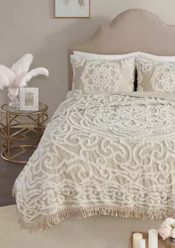 Buy ❤️ Madison Park Laetitia 3 Piece Tufted Cotton Chenille Medallion Fringe Coverlet Set 🎉 -Madison Park Shop Belk 741