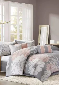 Best Pirce ✔️ Madison Park Lola Comforter Set - Grey and Blush 🧨 -Madison Park Shop Belk 802