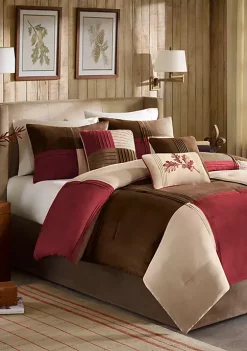 Promo 🎉 Madison Park Jackson Blocks Red 7-Piece Queen Comforter Set 90-in. x 90-in. 😍