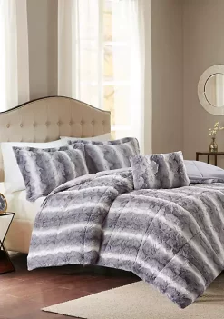 New 💯 Madison Park Zuri 4 Piece Faux Fur Comforter Set 🌟 -Madison Park Shop Belk 978