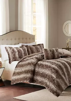 New 💯 Madison Park Zuri 4 Piece Faux Fur Comforter Set 🌟 -Madison Park Shop Belk 980