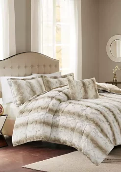 New 💯 Madison Park Zuri 4 Piece Faux Fur Comforter Set 🌟 -Madison Park Shop Belk 981